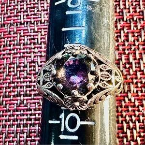 Vintage Floral Purple Gemstone Ring